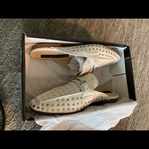 White studded Steve Madden mules